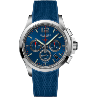 Conquest V.H.P. Chronograph 42 Stainless Steel / Blue / Rubber
