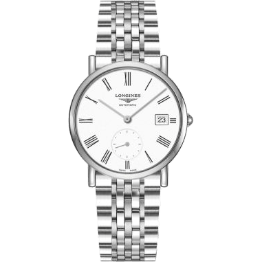 Longines Elegant Collection Small Second 34.5 Stainless Steel / White - Roman / Bracelet L4.312.4.11.6