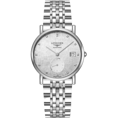 Longines Elegant Collection Small Second 34.5 Stainless Steel / Silver - Linen / Bracelet L4.312.4.77.6