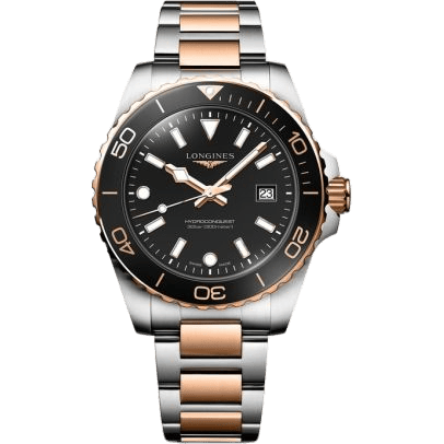 Longines Hydroconquest Quartz 42 Stainless Steel - Red Gold / Black / Bracelet L3.769.3.58.7