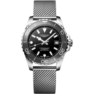 Longines Hydroconquest Automatic 39 Stainless Steel / Black / Mesh L3.779.4.70.6