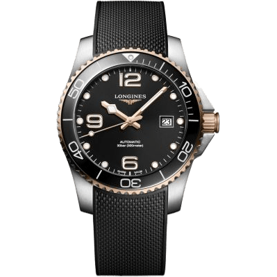 HydroConquest 41 Automatic Stainless Steel / Rose Gold / Black / Rubber