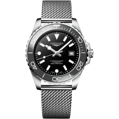 Longines Hydroconquest Automatic 42 Stainless Steel / Black / Mesh L3.788.4.70.6