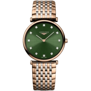 Longines La Grande Classique Quartz 29 Stainless Steel / Red Gold PVD / Green - Diamond L4.512.1.08.7