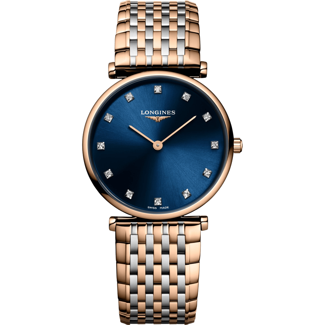 Longines La Grande Classique Quartz 29 Stainless Steel - Red Gold PVD / Blue - Diamond L4.512.1.98.7
