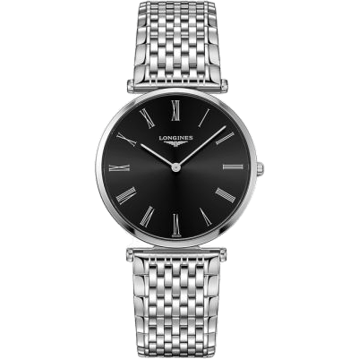Longines La Grande Classique Quartz 36 Stainless Steel / Black - Roman / Bracelet L4.755.4.51.6