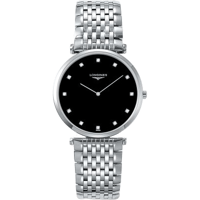 Longines La Grandes Classique Quartz 36 Stainless Steel / Black-Diamond / Bracelet L4.755.4.58.6