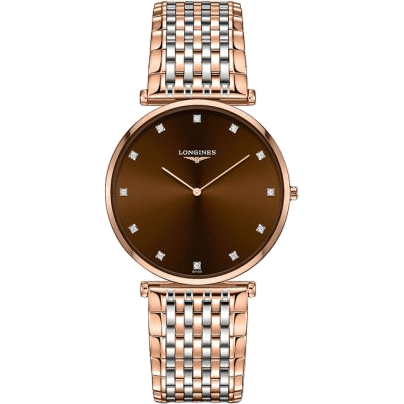 Longines La Grande Classique Quartz 37 Stainless Steel / Red Gold PVD / Brown L4.766.1.67.7