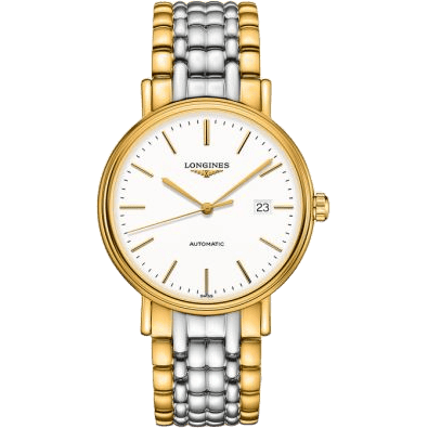 Longines Presence 40 Automatic PVD Gold / White / Bracelet L4.922.2.12.7