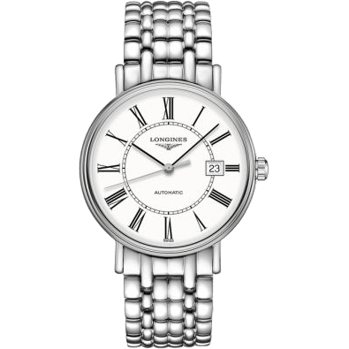 Longines Presence 40 Automatic Stainless Steel / White - Roman / Bracelet L4.922.4.11.6