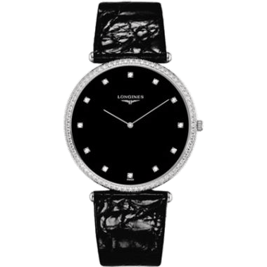 Longines La Grande Classique Quartz 37 White Gold Diamond Black L4.766.7.58.4