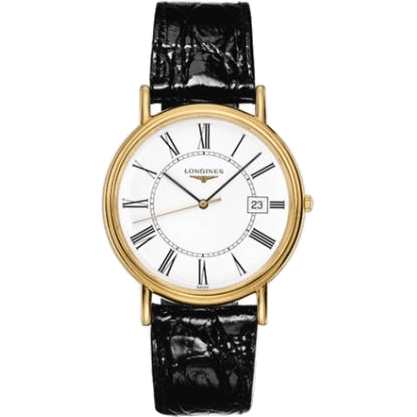 Longines Presence 38.5 Quartz PVD Gold / White - Roman L4.790.2.11.2