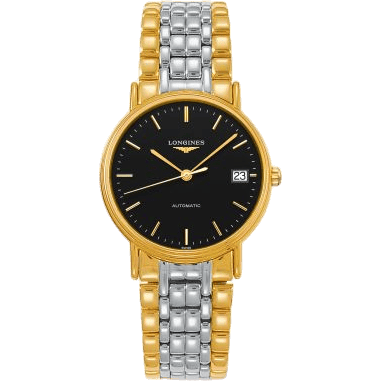 Longines Presence Automatic 34.5mm Stainless Steel / PVD Gold / Black / Bracelet L4.821.2.52.7