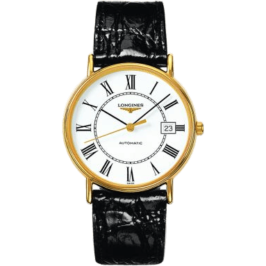 Longines Presence 38.5 Automatic PVD Gold / White - Roman / Strap L4.921.2.11.2