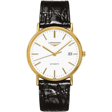Longines Presence 38.5 Automatic PVD Gold / White / Strap L4.921.2.12.2