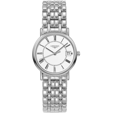 Longines Presence Quartz 30mm Stainless Steel / White - Roman / Bracelet L4.320.4.11.6