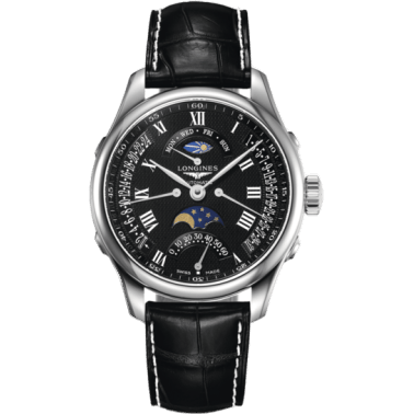 Longines Master Collection 41 Retrograde Moonphase Stainless Steel / Black Roman / Alligator XL L2.738.4.51.8