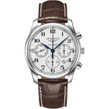 Longines Master Collection 42 Chronograph Stainless Steel / Silver-Arabic / Alligator XL L2.759.4.78.5