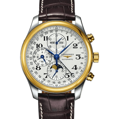 Longines Master Collection 42 Chronograph Calendar Stainless Steel / Yellow Gold / Silver-Arabic / Alligator L2.773.5.78.3