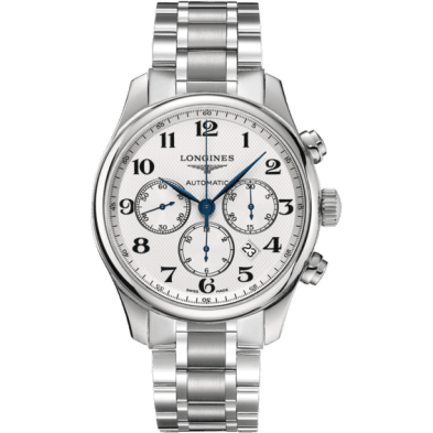 Longines Master Collection 44 Chronograph Stainless Steel / Silver-Arabic / Bracelet L2.859.4.78.6