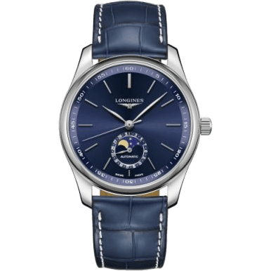 Longines Master Collection 40 Moonphase Stainless Steel / Blue / Alligator L2.909.4.92.0