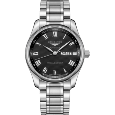 Master Collection 40mm Annual Calendar Stainless Steel / Black-Roman / Bracelet