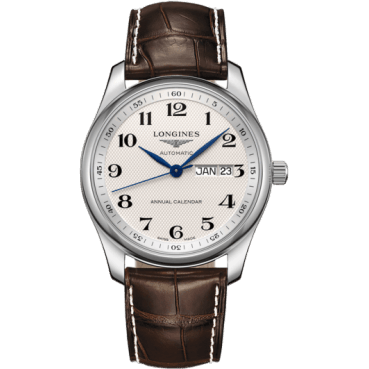 Master Collection 40mm Annual Calendar Stainless Steel / Silver-Arabic / Alligator