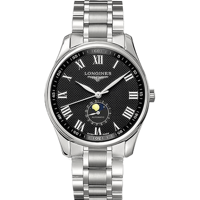 Longines Master Collection 42 Moonphase Stainless Steel / Black-Roman / Bracelet L2.919.4.51.6