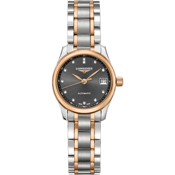 Longines Master Collection Date 25.5 Stainless Steel - Pink Gold / Grey / Bracelet L2.128.5.07.7