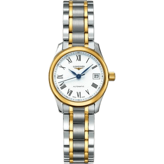 Longines Master Collection Date 25.5 Stainless Steel - Yellow Gold / White - Roman / Bracelet L2.128.5.11.7