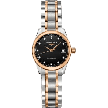 Longines Master Collection Date 25.5 Stainless Steel - Pink Gold / Black / Bracelet L2.128.5.59.7