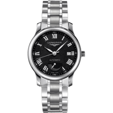 Master Collection 38.5mm Power Reserve Stainless Steel / Black-Roman / Bracelet