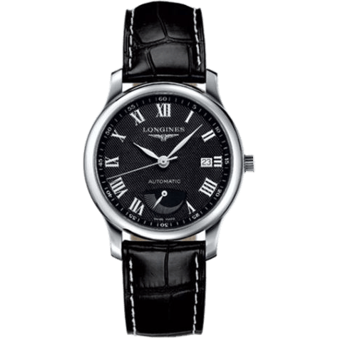 Master Collection 38.5mm Power Reserve Stainless Steel / Black-Arabic / Alligator