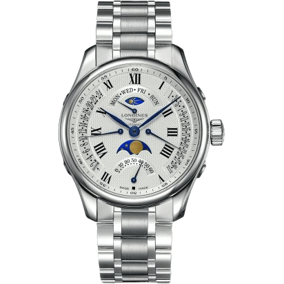 Longines Master Collection 44 Retrograde Moonphase Stainless Steel / Silver-Roman / Bracelet L2.739.4.71.6