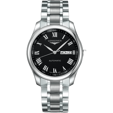 Master Collection 38.5 Day Date Stainless Steel / Black-Roman / Bracelet