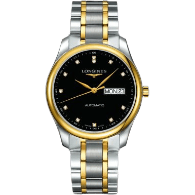 Master Collection 38.5 Day Date Stainless Steel / Yellow Gold / Black-Diamond / Bracelet