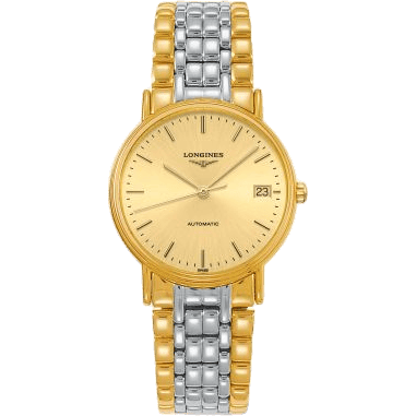 Longines Presence Automatic 34.5mm Stainless Steel / PVD Gold / Champagne / Bracelet L4.821.2.32.7