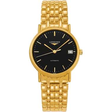 Longines Presence Automatic 34.5mm Stainless Steel / PVD Gold / Black / Bracelet L4.821.2.52.8