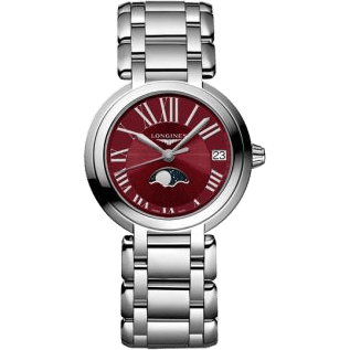 PrimaLuna 30.5 Quartz Moonphase Stainless Steel / Red - Roman / Bracelet