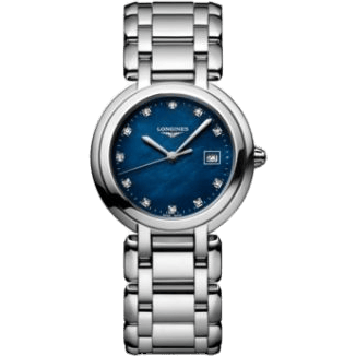 Longines PrimaLuna Quartz 30 Stainless Steel / Blue MOP / Bracelet L8.122.4.98.6