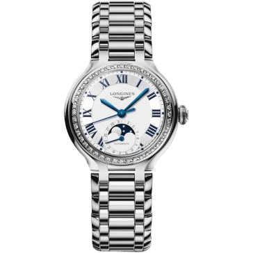 PrimaLuna 34 Automatic Moonphase Stainless Steel - Diamond / Silver - Roman / Bracelet