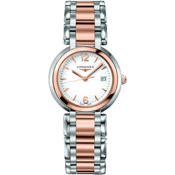 Longines PrimaLuna Quartz 30 Stainless Steel / Pink Gold / White / Bracelet L8.112.5.16.6