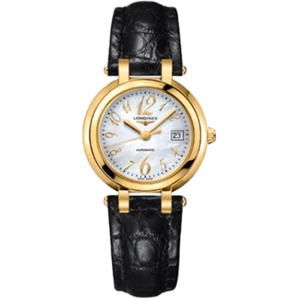Longines PrimaLuna Automatic 30 Yellow Gold Leather Funky MOP L8.113.6.83.2