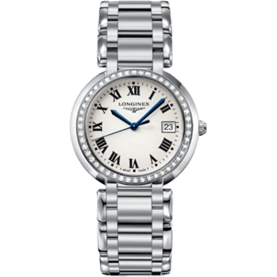 Longines PrimaLuna Quartz 34 Stainless Steel / Diamond / Silver - Roman / Bracelet L8.114.0.71.6