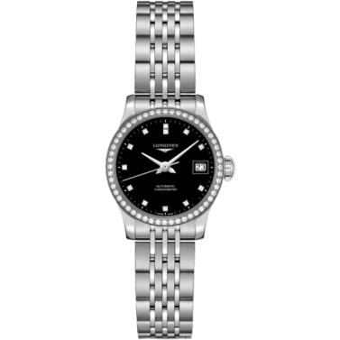 Record 26mm Stainless Steel / Diamond / Black-Diamond / Bracelet