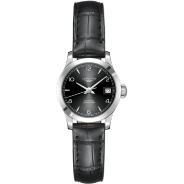 Record 26mm Stainless Steel / Black-Arabic / Alligator