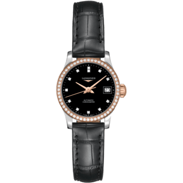 Record 26mm Stainless Steel / Pink Gold / Diamond / Black-Diamond / Alligator