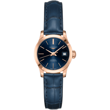 Record 26mm Stainless Pink Gold / Blue / Alligator