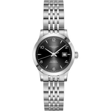 Record 30mm Stainless Steel / Black-Arabic / Bracelet