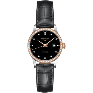 Record 30mm Stainless Steel / Pink Gold / Diamond / Black-Diamond / Alligator